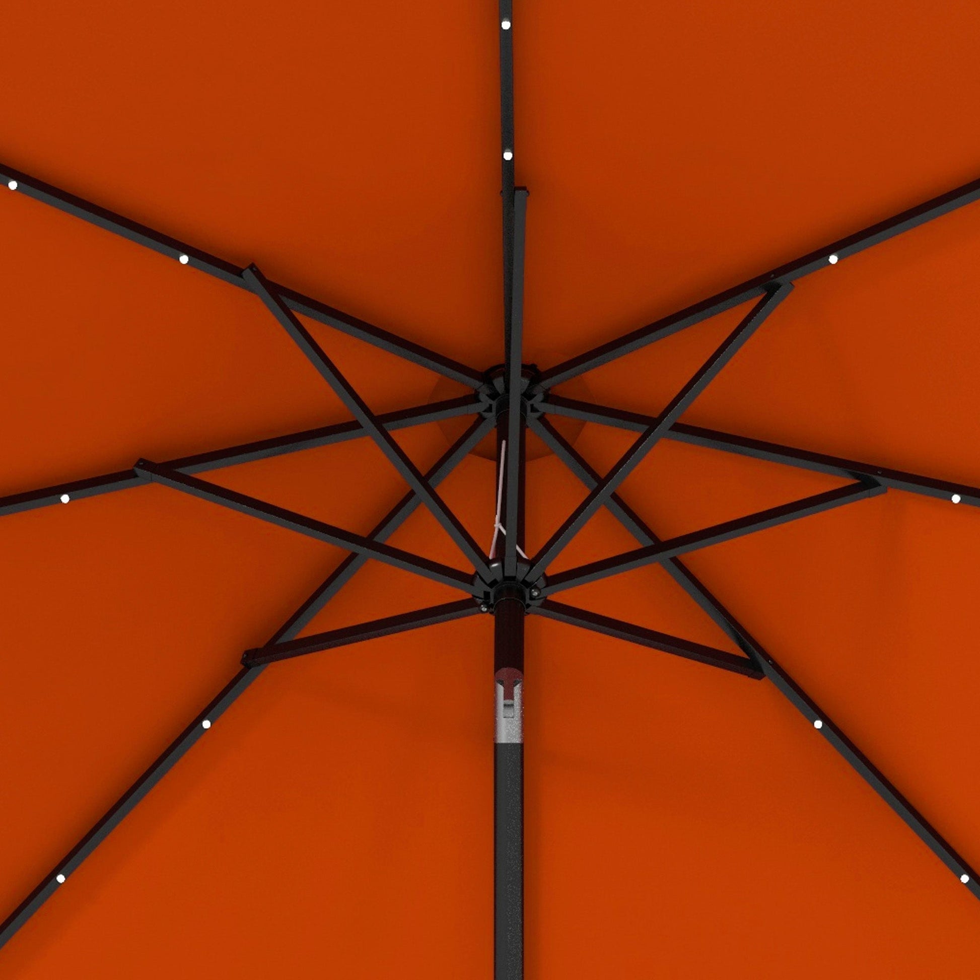 9ft Solar Patio Umbrella Outdoor Sunshade 24 LED Lights Tilt Canopy, Orange
