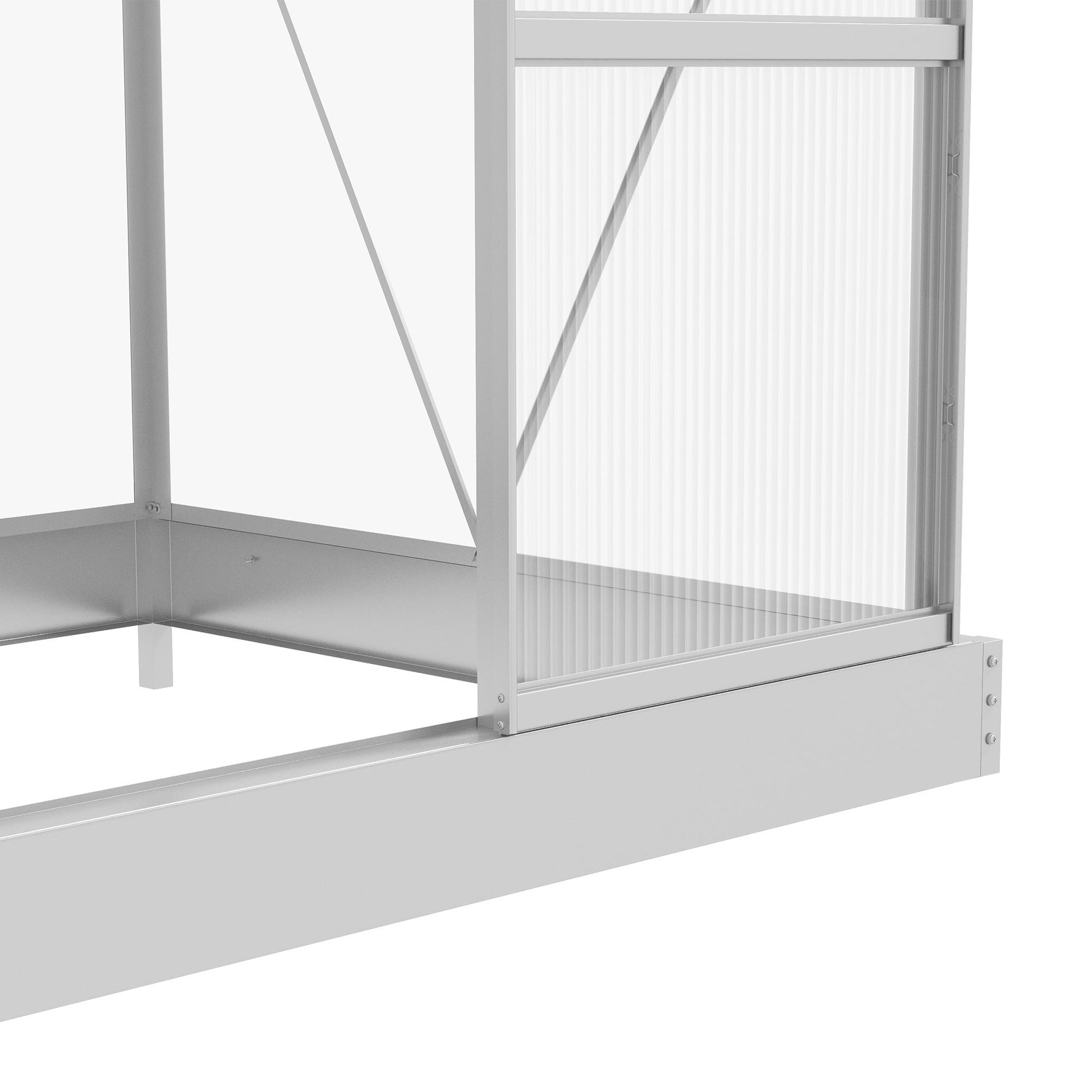 6' x 4' Polycarbonate Greenhouse, Walk-In Greenhouse with Sliding Door, Adjustable Vent, Aluminium Frame and Foundation Kit, Garden Grow House with Rain Gutter, Silver