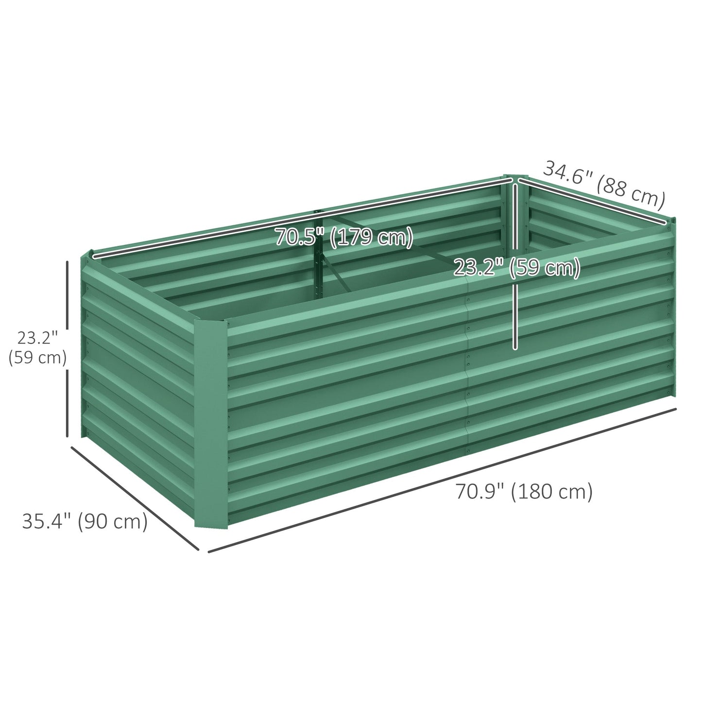 Raised Garden Bed, 6' x 3' x 2' Galvanized Steel Planters for Outdoor Plants with Multi-reinforced Rods for Vegetables, Flowers and Herbs, Light Green