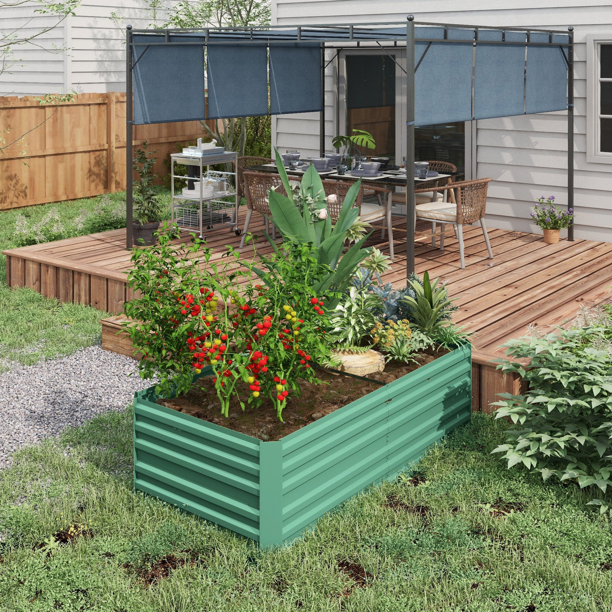 Raised Garden Bed, 6' x 3' x 2' Galvanized Steel Planters for Outdoor Plants with Multi-reinforced Rods for Vegetables, Flowers and Herbs, Light Green