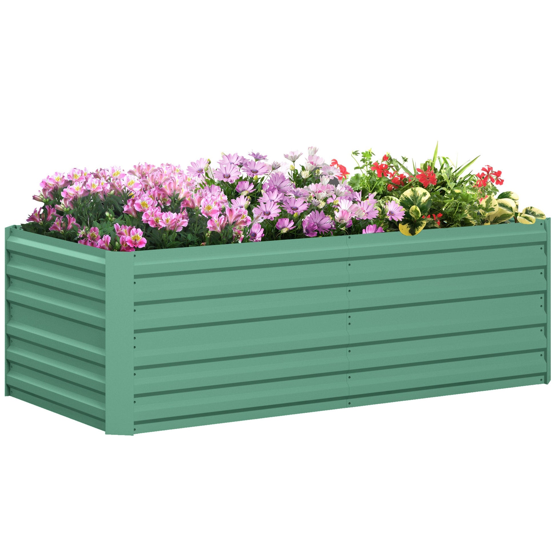 Raised Garden Bed, 6' x 3' x 2' Galvanized Steel Planters for Outdoor Plants with Multi-reinforced Rods for Vegetables, Flowers and Herbs, Light Green