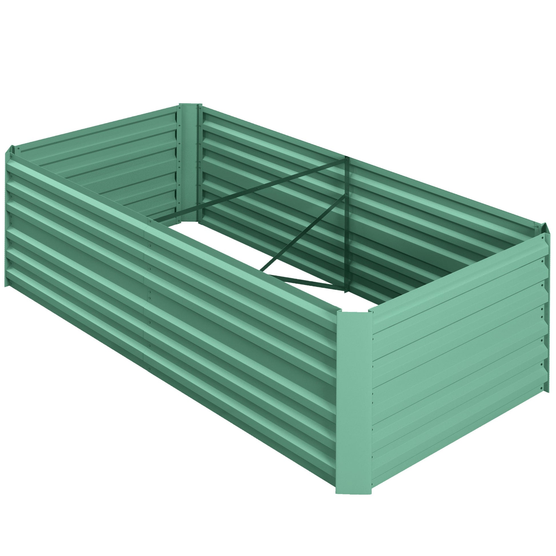Raised Garden Bed, 6' x 3' x 2' Galvanized Steel Planters for Outdoor Plants with Multi-reinforced Rods for Vegetables, Flowers and Herbs, Light Green
