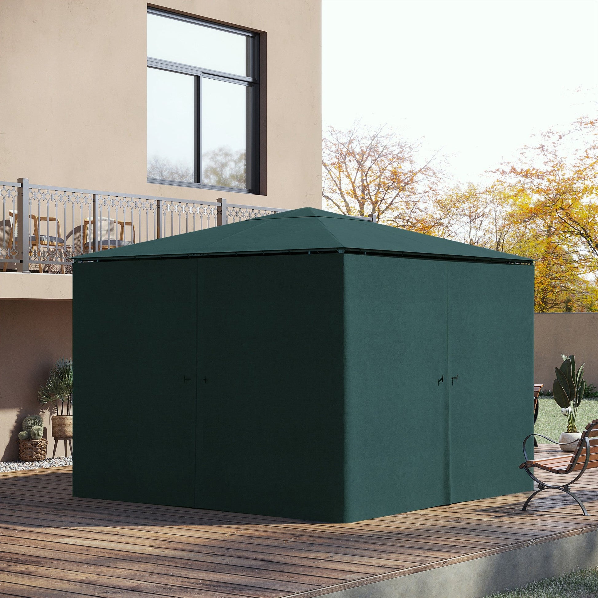 10' x 10' Universal Gazebo Sidewall Set with 4 Panels, Hooks/C-Rings Included for Pergolas & Cabanas, Slate Grey