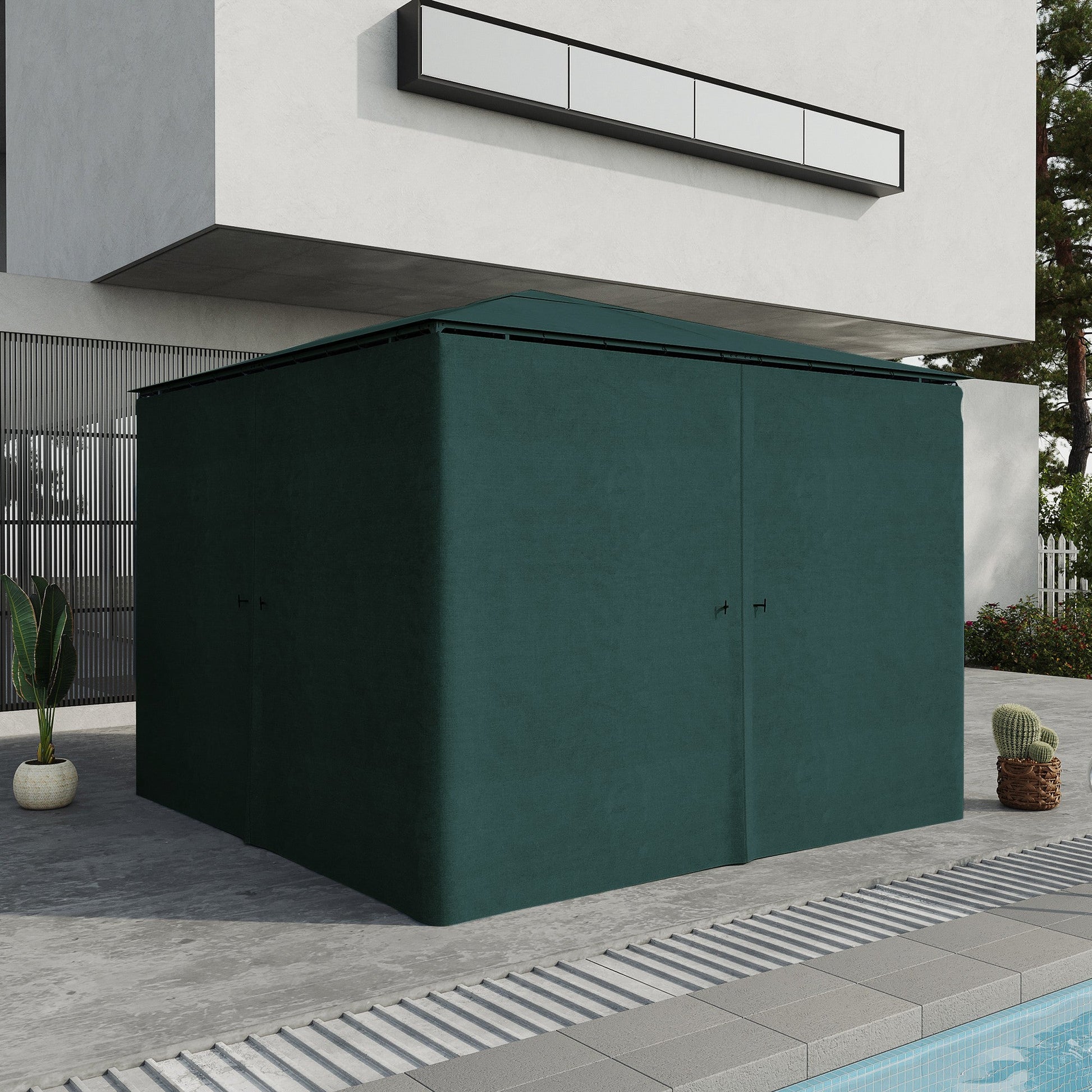 10' x 10' Universal Gazebo Sidewall Set with 4 Panels, Hooks/C-Rings Included for Pergolas & Cabanas, Slate Grey