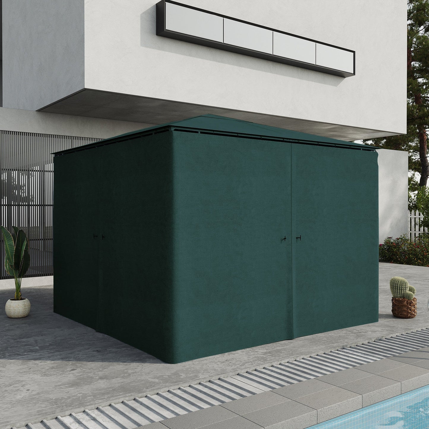 10' x 10' Universal Gazebo Sidewall Set with 4 Panels, Hooks/C-Rings Included for Pergolas & Cabanas, Slate Grey