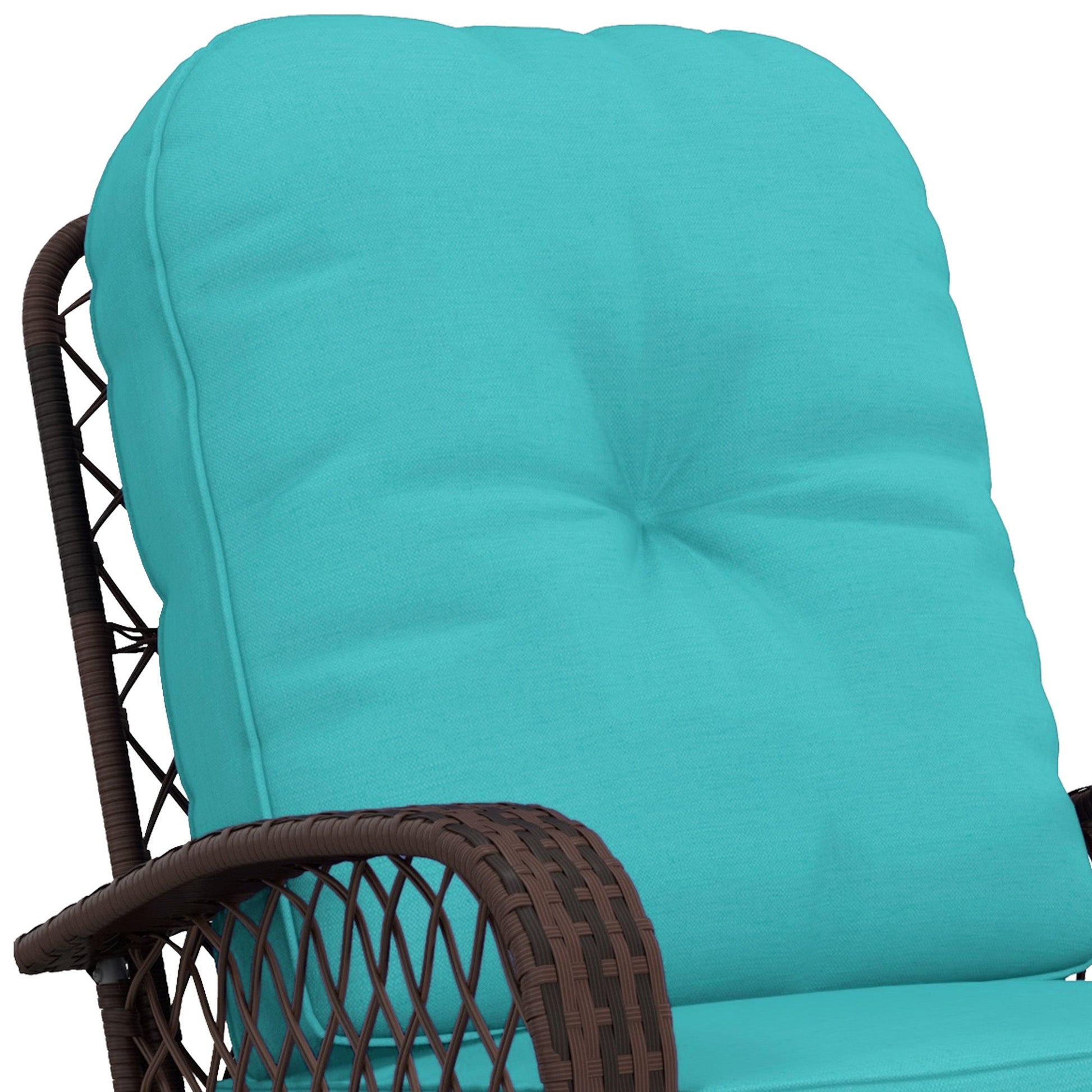 Rattan Rocking Chair, Outdoor Wicker Patio Rocker Chair Furniture with Thick Cushions, for Garden Backyard Porch, Turquoise