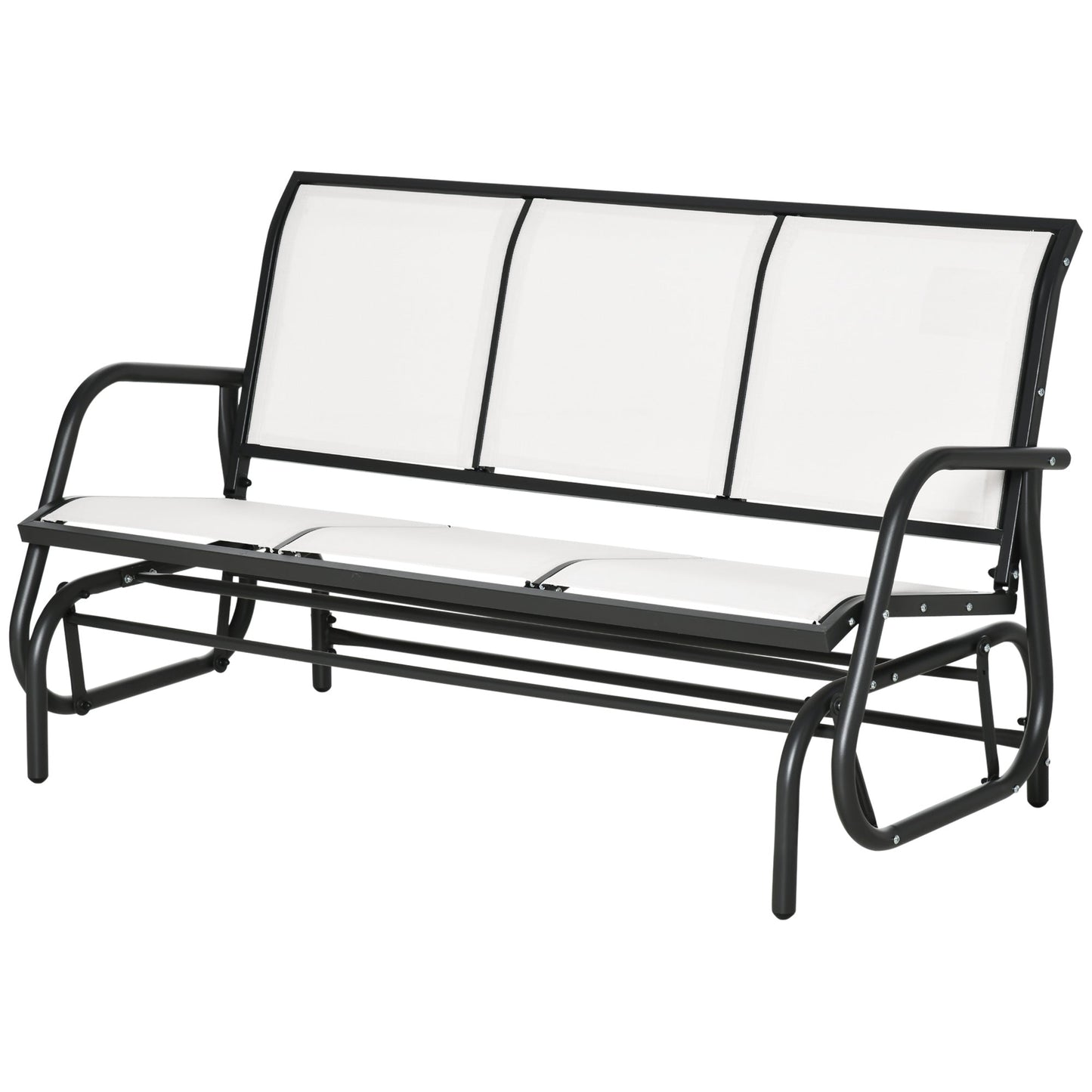 3-Seat Outdoor Glider Chair, Patio Glider Outdoor Rocking Chair with Steel Frame, Sling Fabric Seat for Garden, Backyard, Lawn, Cream White