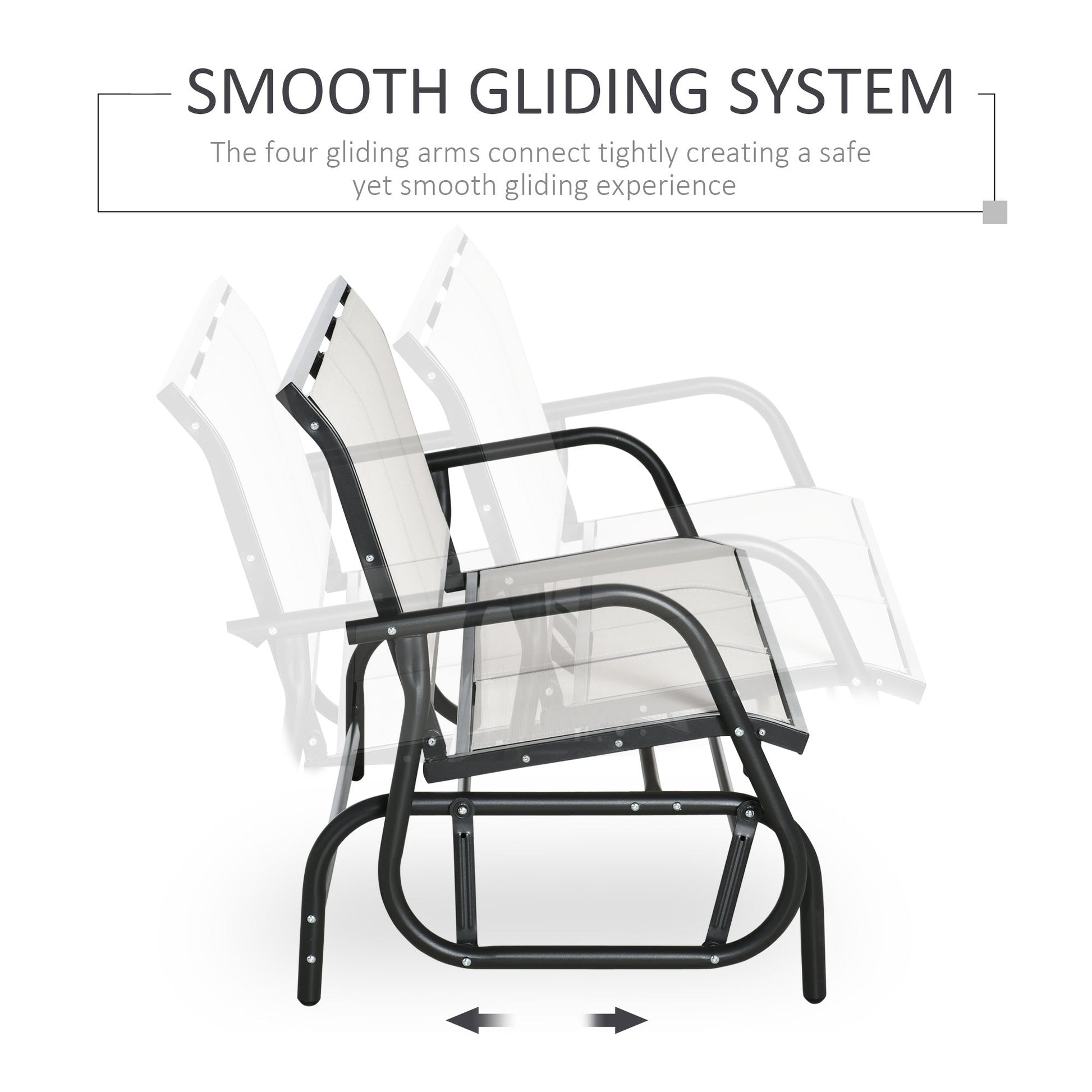 3-Seat Outdoor Glider Chair, Patio Glider Outdoor Rocking Chair with Steel Frame, Sling Fabric Seat for Garden, Backyard, Lawn, Cream White