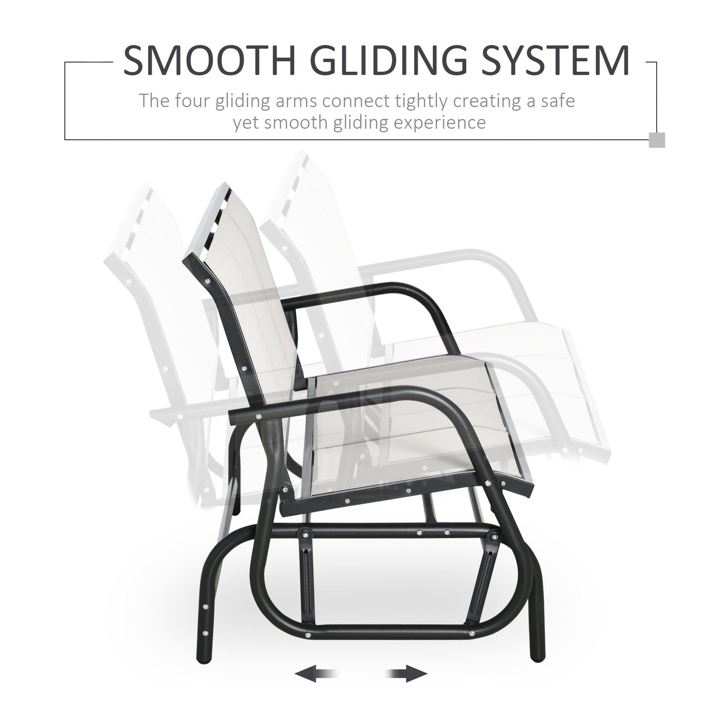 3-Seat Outdoor Glider Chair, Patio Glider Outdoor Rocking Chair with Steel Frame, Sling Fabric Seat for Garden, Backyard, Lawn, Cream White