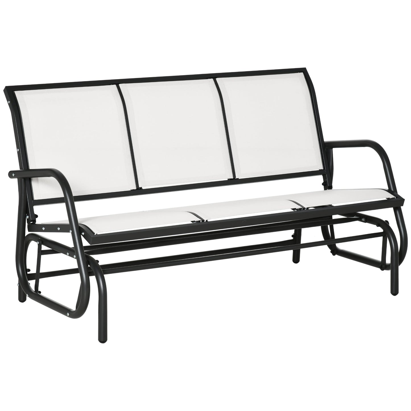 3-Seat Outdoor Glider Chair, Patio Glider Outdoor Rocking Chair with Steel Frame, Sling Fabric Seat for Garden, Backyard, Lawn, Cream White