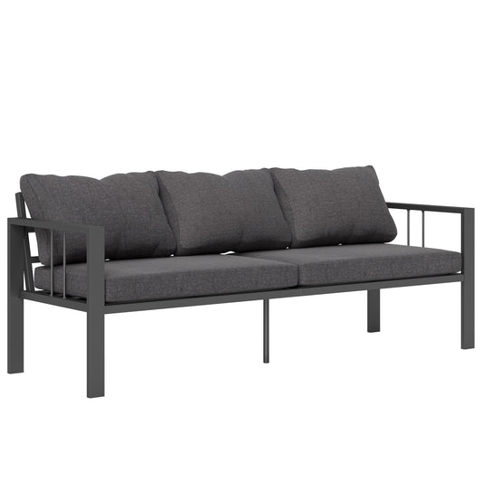 Aluminum Outdoor Sofa, 3-Seater Patio Couch, Patio Furniture Outdoor Couch with Cushions, Wide Seat, Armrests for Garden, Backyard, Balcony, Dark Grey