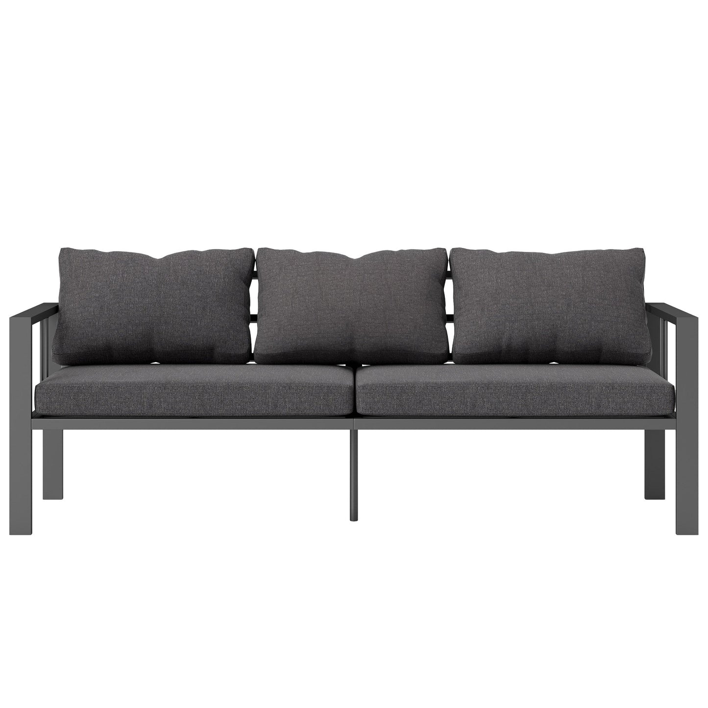Aluminum Outdoor Sofa, 3-Seater Patio Couch, Patio Furniture Outdoor Couch with Cushions, Wide Seat, Armrests for Garden, Backyard, Balcony, Dark Grey