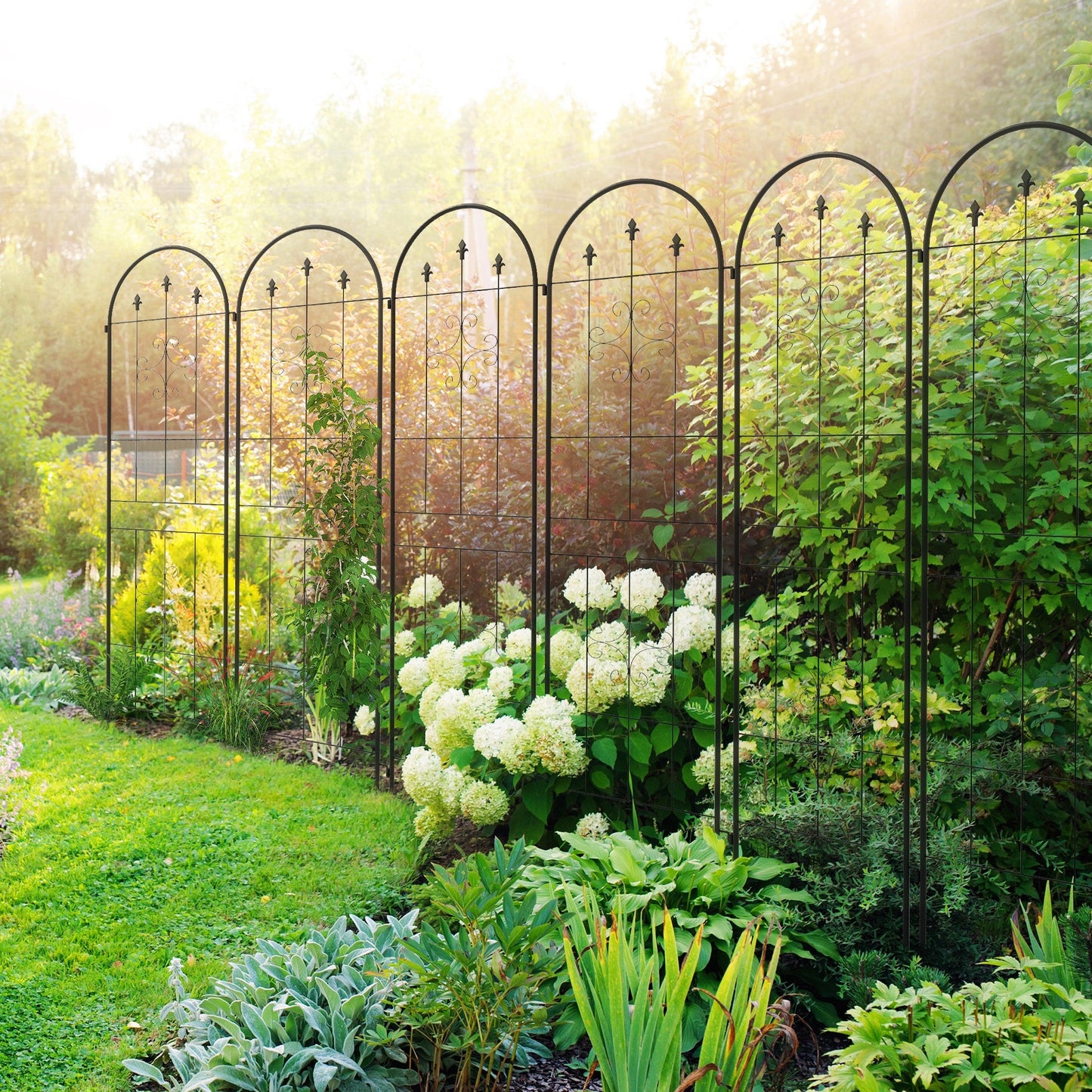 6 Pack Garden Trellis, 20" x 71" Plant Support Metal Trellis for Climbing Plants Flowers, Arrow Design
