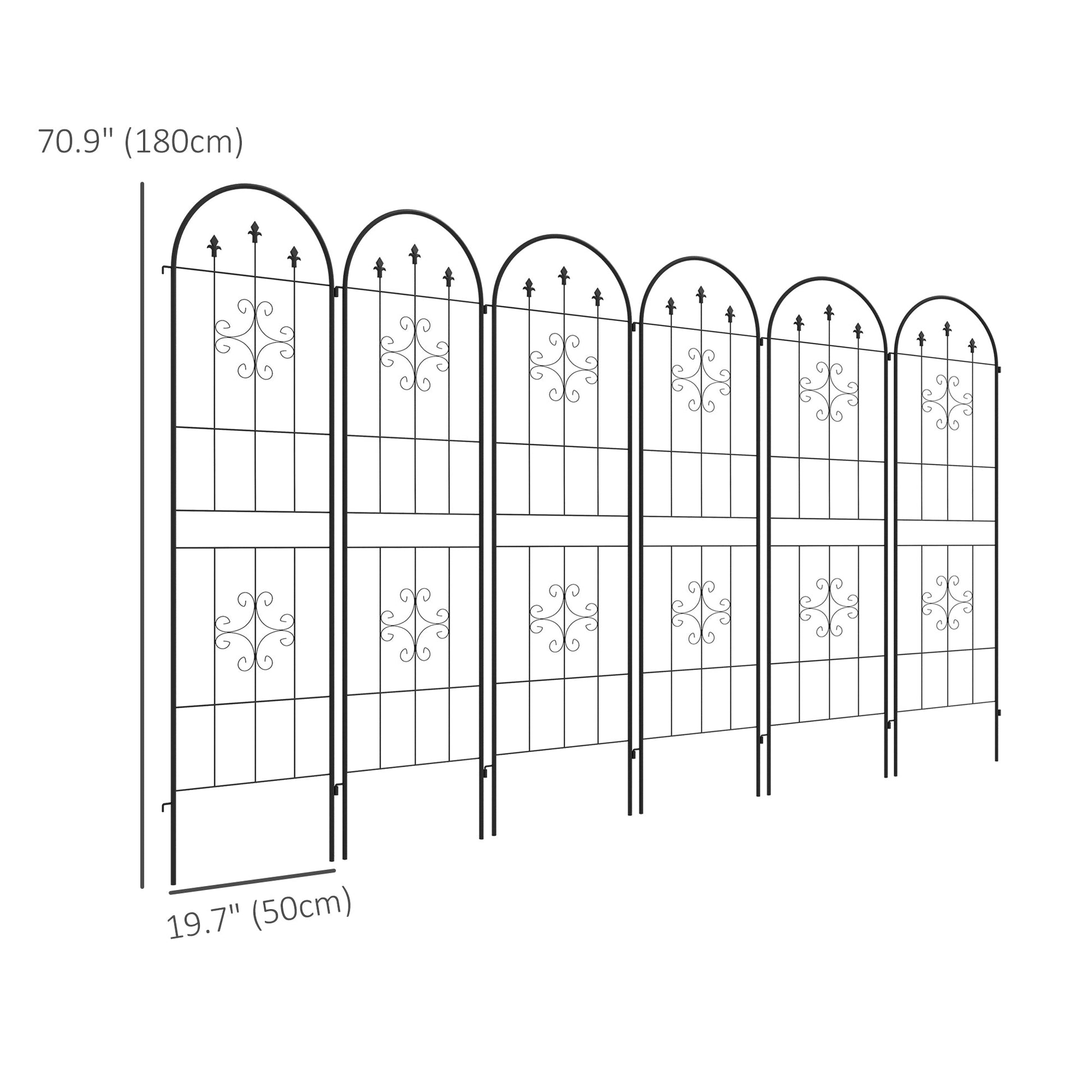 6 Pack Garden Trellis, 20" x 71" Plant Support Metal Trellis for Climbing Plants Flowers, Arrow Design