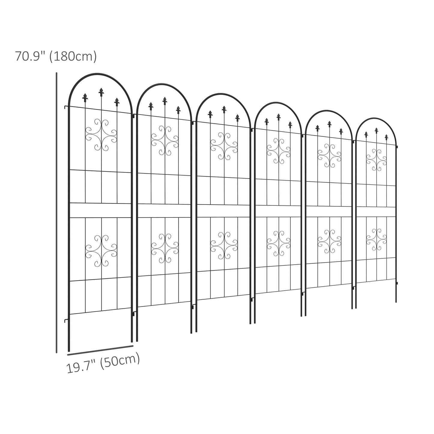 6 Pack Garden Trellis, 20" x 71" Plant Support Metal Trellis for Climbing Plants Flowers, Arrow Design