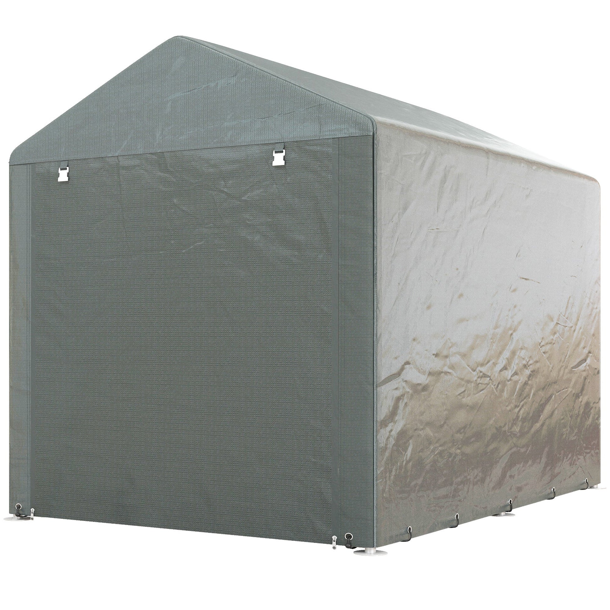 5.2 x 7.2 ft Portable Shed, Outdoor Storage Shed Bike Tent with Waterproof Cover, Galvanized Steel Frame & Roll-up Door for Bikes, Garden Tools, Motorcycles,, Light Grey