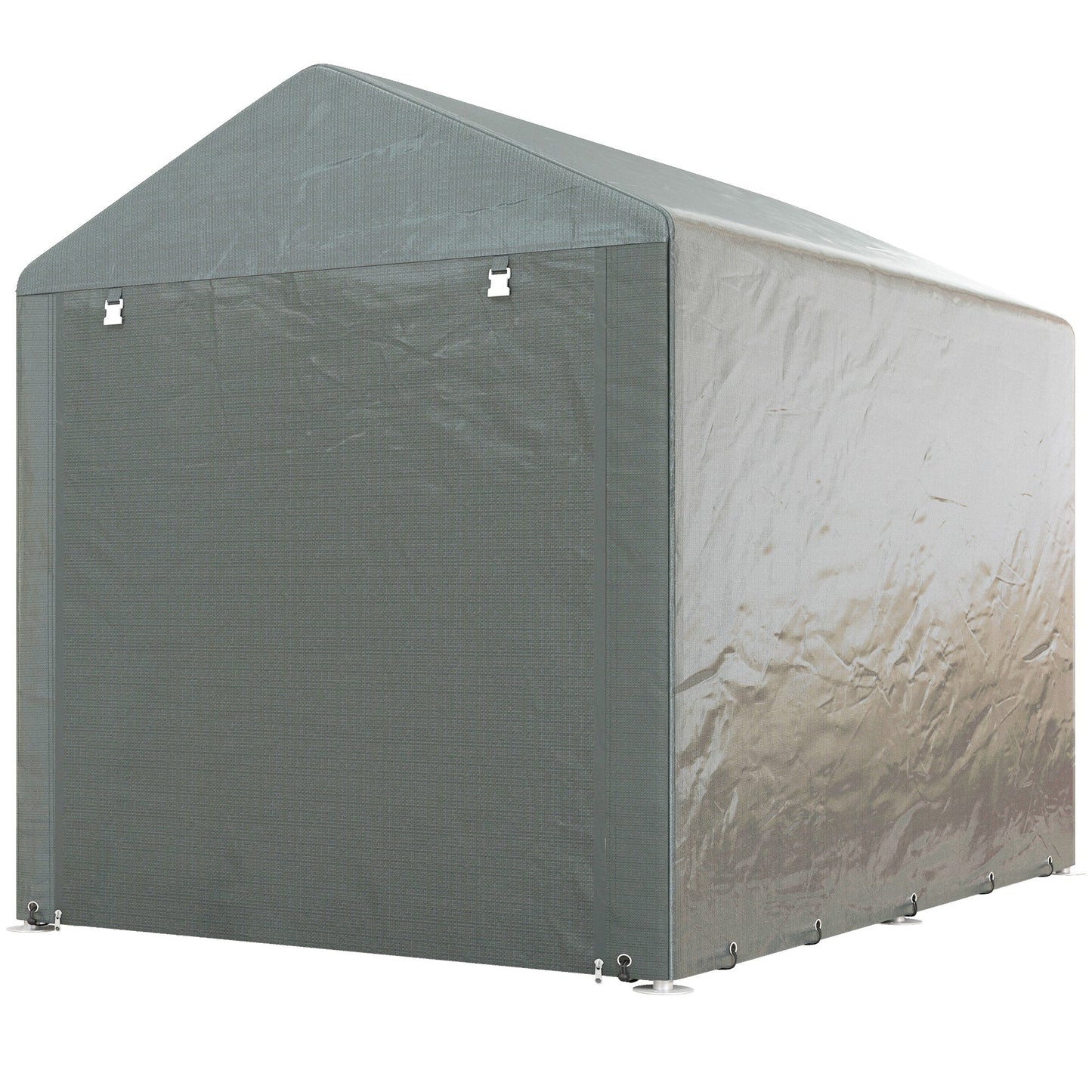 5.2 x 7.2 ft Portable Shed, Outdoor Storage Shed Bike Tent with Waterproof Cover, Galvanized Steel Frame & Roll-up Door for Bikes, Garden Tools, Motorcycles,, Light Grey
